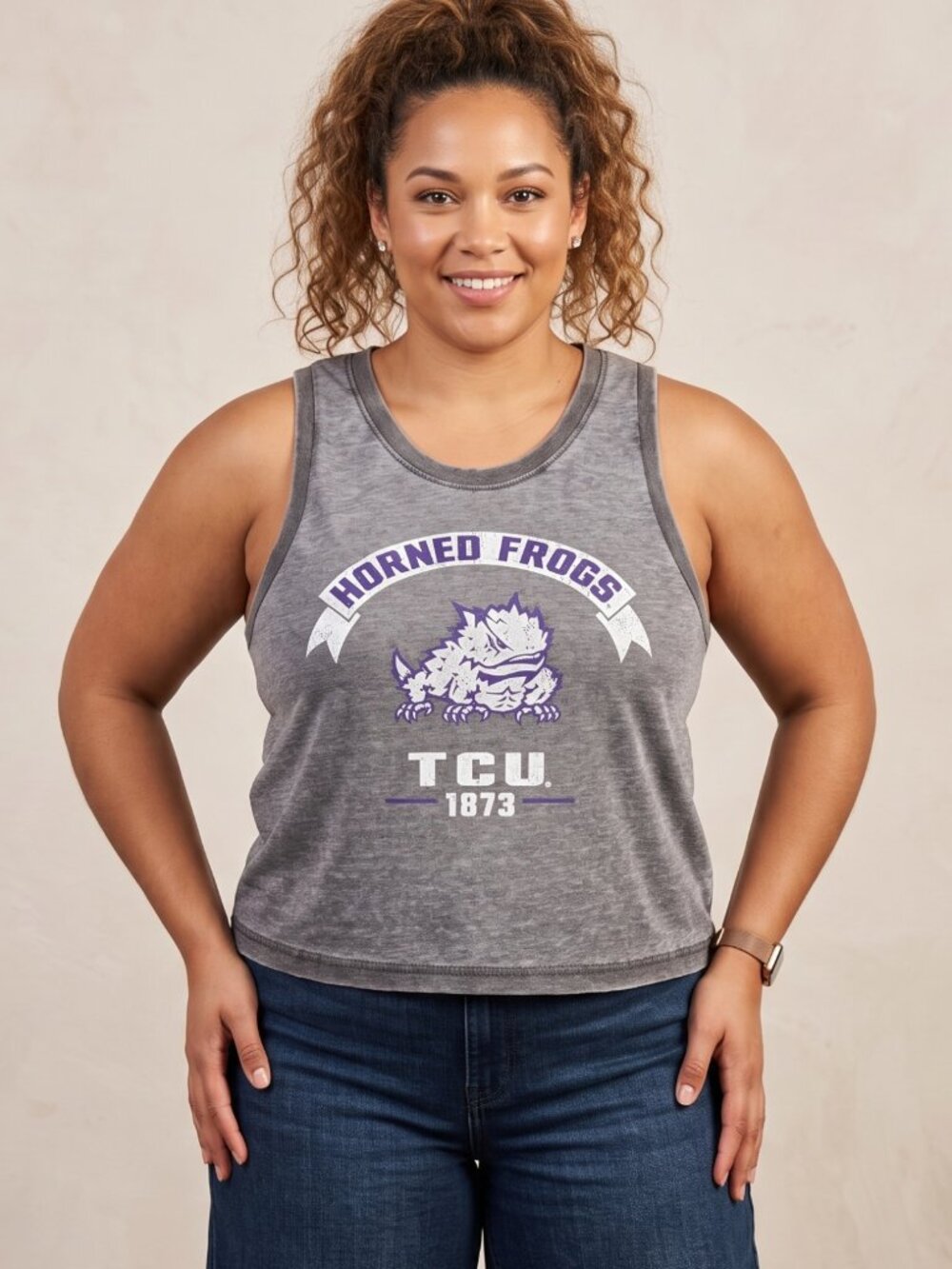 NWOT | Blue 84 TCU Horned Frogs Collegiate Graphic Tank Top | Charcoal | XL